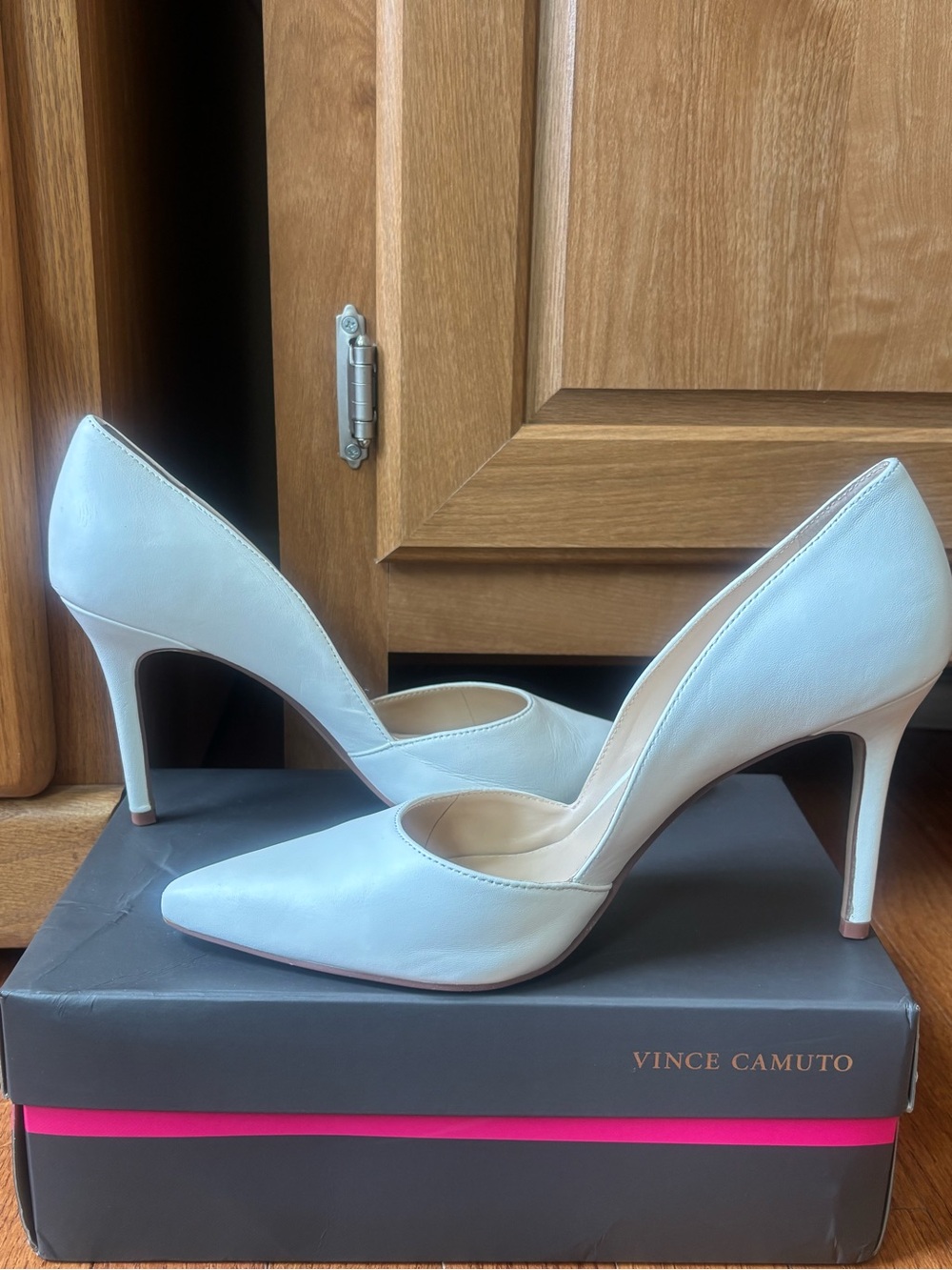 Vince Camuto Milk White Pointed-Toe Leather Pumps - Picture 6 of 7